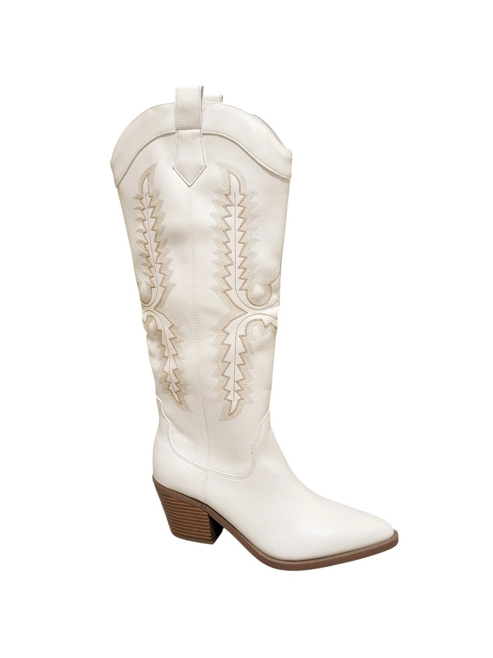 Sun + Stone Women Bodhiii Knee High Cowgirl Western Boot Size US 7.5M Ecru NIB